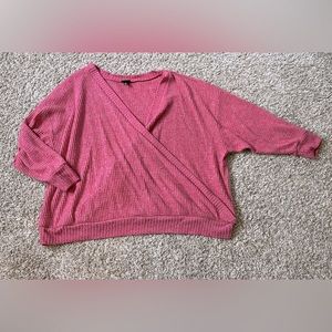 Torrid Wrap Front Sweater Waffle Knit Pink/Red Color